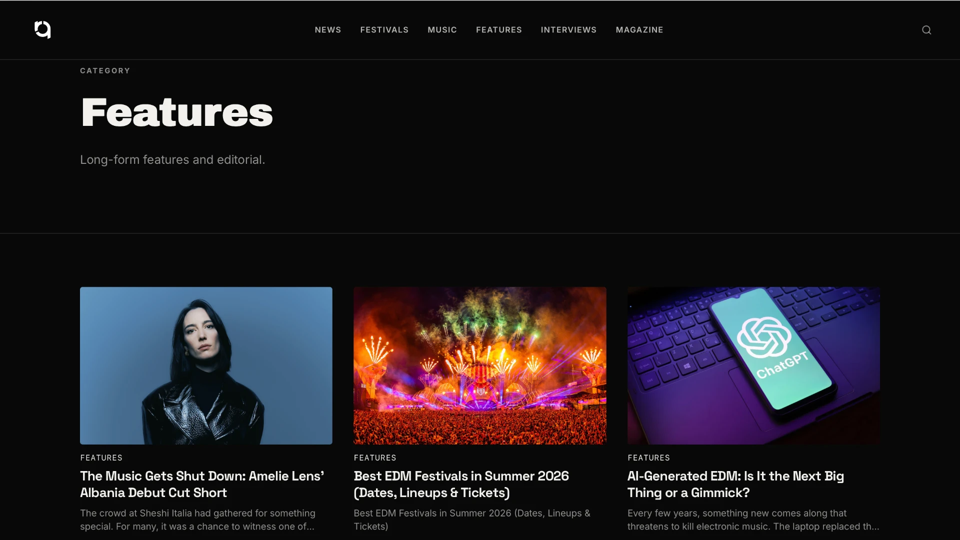 Rave Quarters — category and listing page on desktop