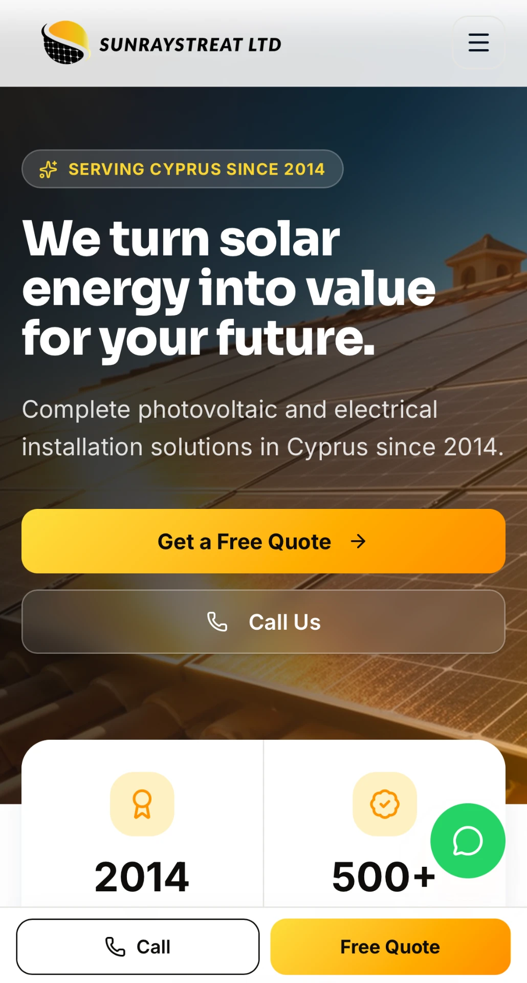 Sunraystreat — homepage on mobile