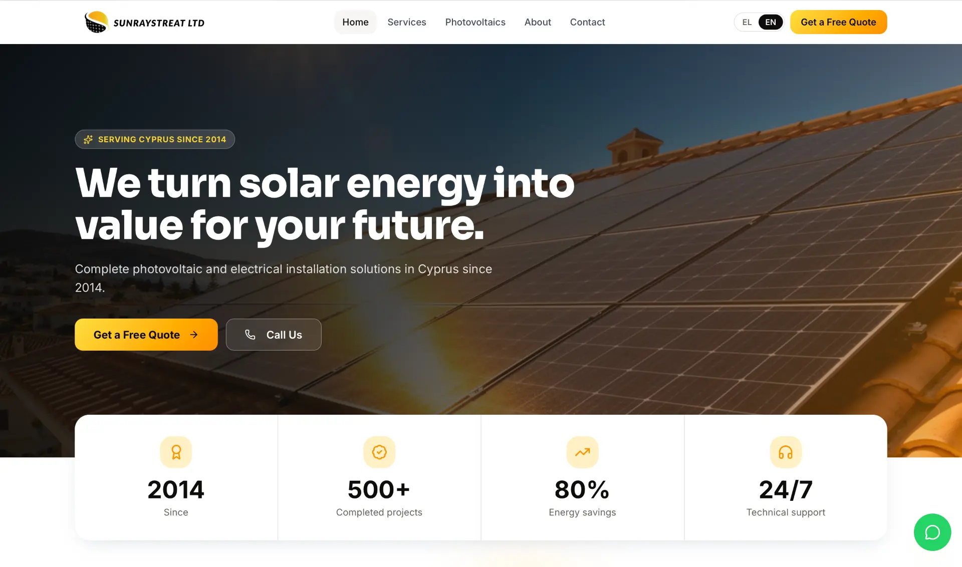 Sunraystreat homepage hero with headline and key statistics