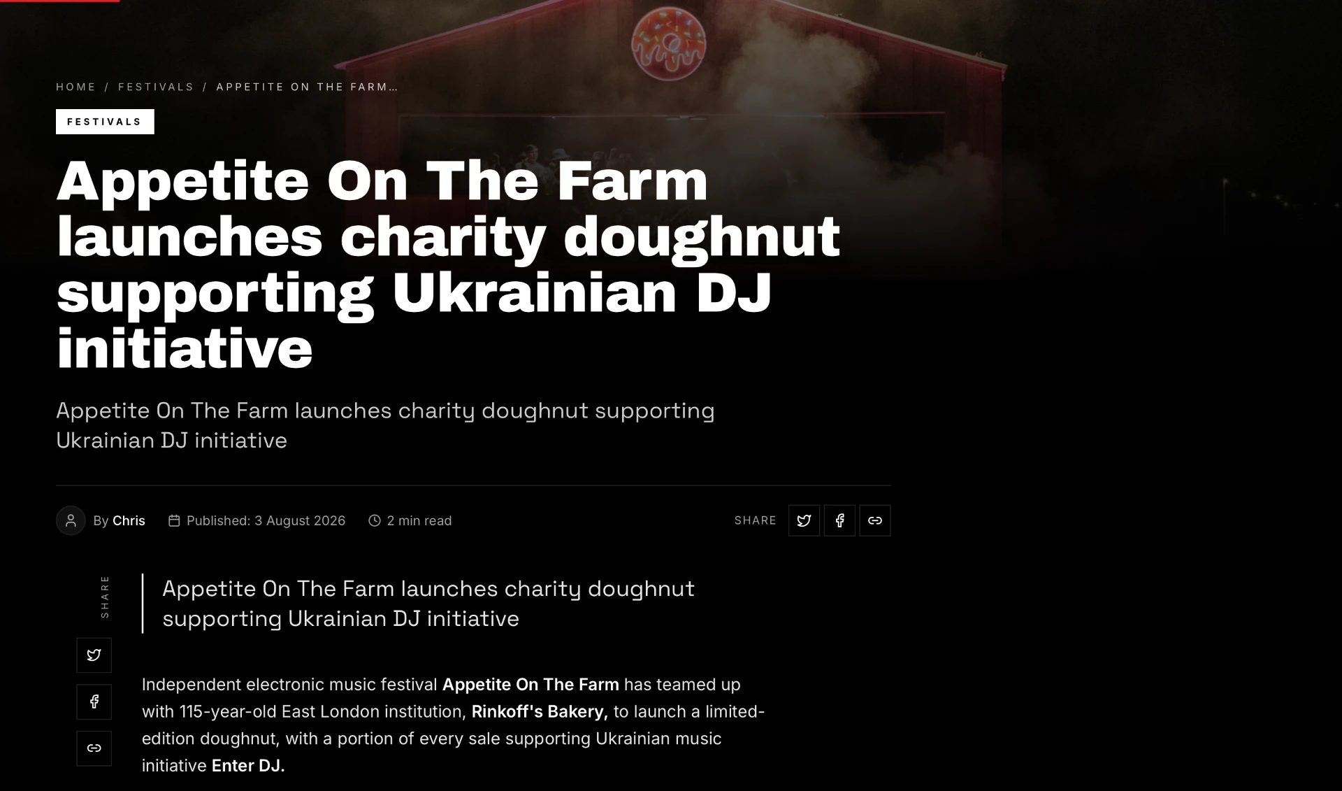 Klub Kult article template with breadcrumb, byline and share tools